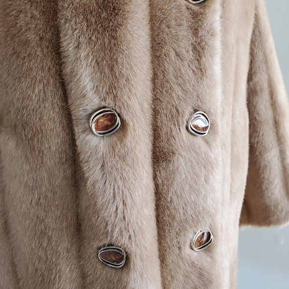 Vintage Tissavel Neutral Faux Fur Coat - Picture 3 of 11